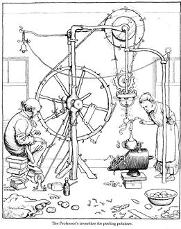 The professor's invention for peeling potatoes